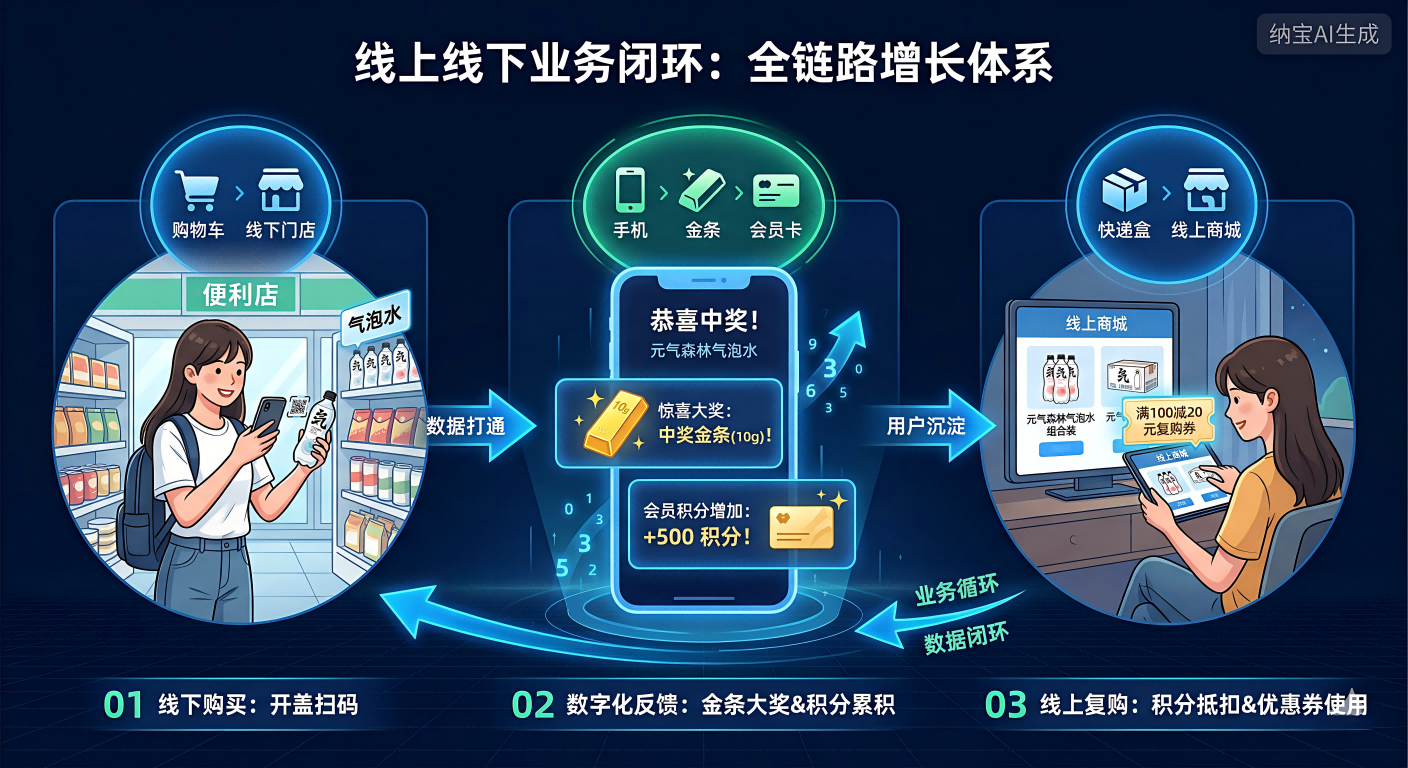 一物一码终端方案：告别无脑砸钱！拆解元气森林“开盖赢金条”的低成本爆客法则