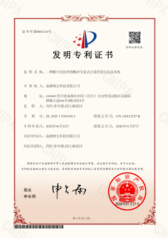 一种数字化的营销概率引发式分裂营销方法及系统